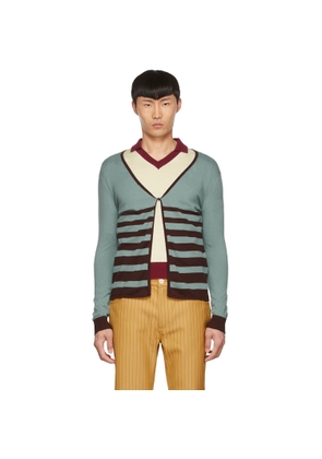 Lukhanyo Mdingi Blue Cotton Cardigan