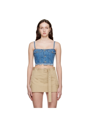 System Blue Paneled Denim Tank Top