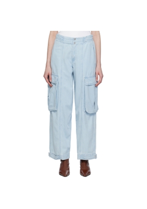 FRAME Blue Wide-Leg Cargo Jeans
