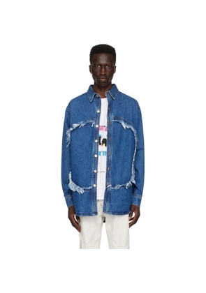 Edward Cuming Blue Frayed Denim Shirt