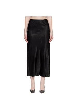 Maison Margiela Black Satin Midi Skirt
