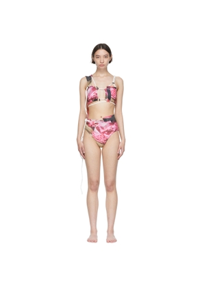 Ottolinger Pink & Brown Laced Bikini Top
