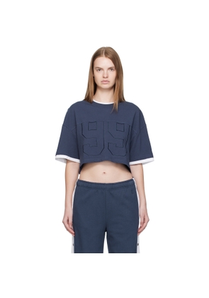 Ksubi Navy '99' Boyfriend Cropped T-shirt