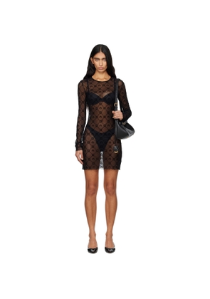 Marine Serre Black Moonogram Mesh Flock Minidress