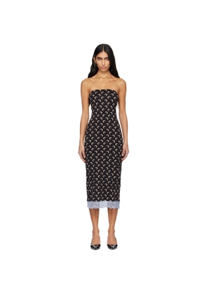 Marine Serre Black Recycled Moon Jersey Bustier Midi Dress