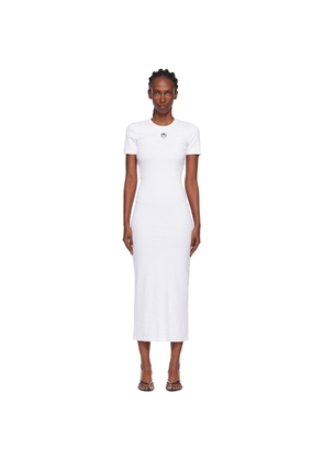 Marine Serre White Moon Logo Ribbed Jersey Tube Maxi Dress