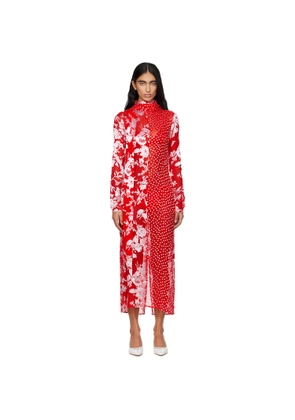 Marine Serre Red Regenerated Raso Silk Scarves Ls Maxi Dress