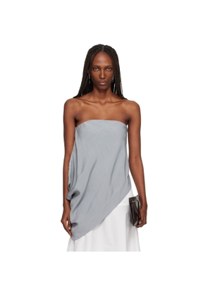 St. Agni Gray Strapless Asymm Drape Top