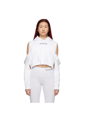 KIMHĒKIM SSENSE Exclusive White Off-Shoulder Petal Hoodie