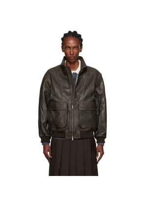 Dunst Brown Stand Collared Leather Jacket