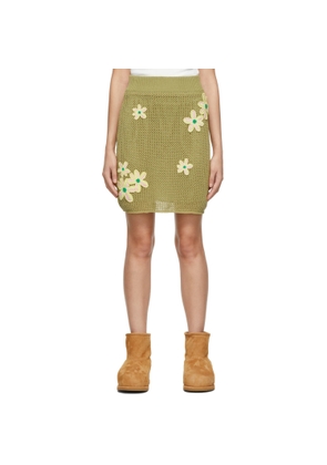 SJYP Green Motif Embroidery Mini Skirt