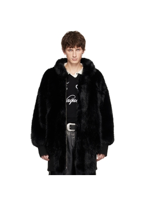 VAQUERA Black Faux-Fur Bomber Coat