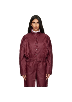FIDAN NOVRUZOVA Burgundy Macar Nylon Windbreaker Bomber Jacket