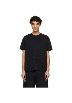Casablanca Black Crystal Monogram Logo Short Sleeve T‐shirt