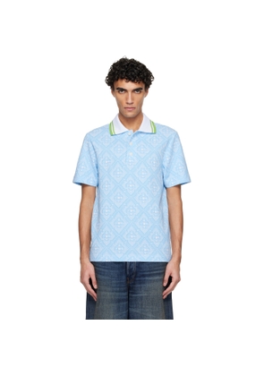 Casablanca Blue & White Jacquard Polo