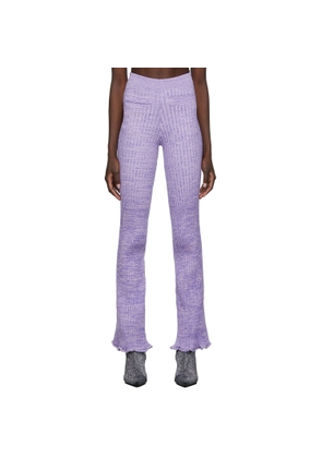 Rabanne Purple Rib Knit Flare Lounge Pants
