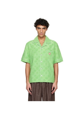 Casablanca Green Towelling Monogram Short Sleeve Shirt