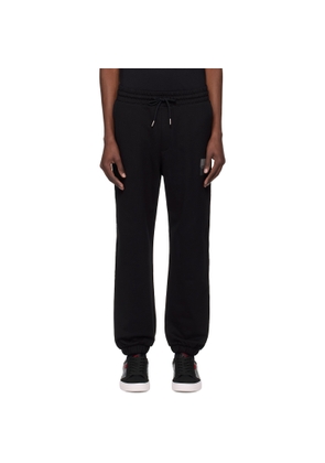 Hugo Black Cotton Terry Split Logo Sweatpants