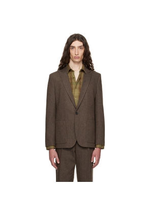 Hugo Brown Extra-Slim-Fit Herringbone Blazer