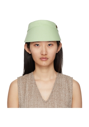 Maison Michel Reversible Green Cotton Patty Visor