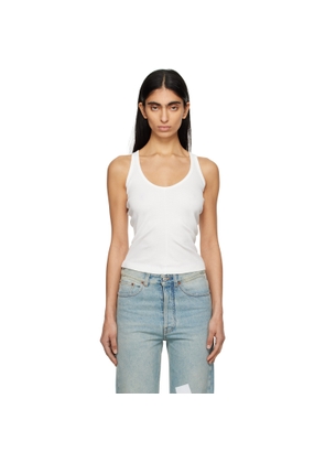 MM6 Maison Margiela White Cotton Ribbed Tank Top