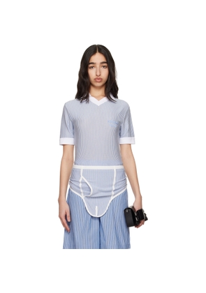 Charles Jeffrey LOVERBOY White & Blue Cheeky Onesie Bodysuit