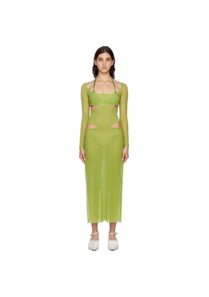 Kathryn Bowen SSENSE Exclusive Green Cutout Maxi Dress