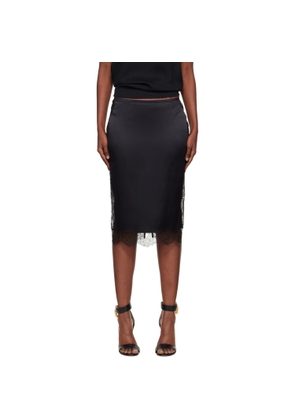 TOM FORD Black Knee-Length Lace Inserts Midi Skirt