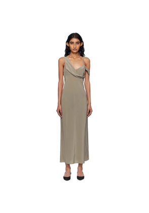 St. Agni Gray Silk Drape Midi Dress
