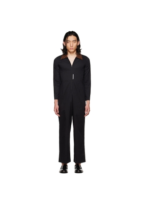 Connor McKnight Black Chess Collar Embroidered Jumpsuit
