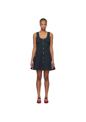 GANNI Navy Heavy Fleece Minidress