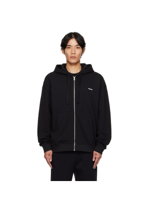 Hugo Black Relaxed-Fit Cotton Terry Zip-Up Hoodie