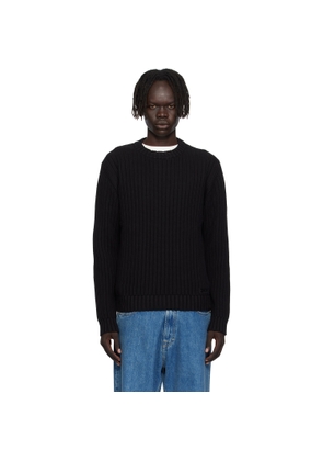 Hugo Black Embroidered-Logo Sweater