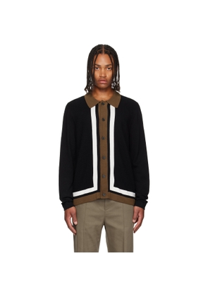 Hugo Black Button-Up Striped Cardigan
