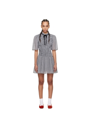 GANNI Black & White Sheer Check Mini Smock Minidress