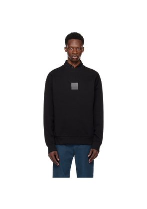 Hugo Black Cotton Terry Split Logo Sweatshirt