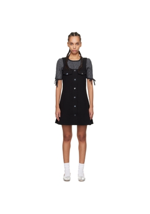 GANNI Black Bonded Crepe Minidress