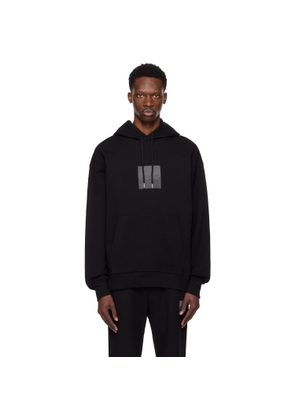 Hugo Black Relaxed-Fit Split Logo Hoodie