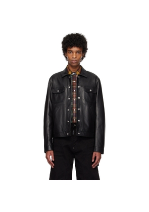Dsquared2 Black Boxy Jean Leather Jacket