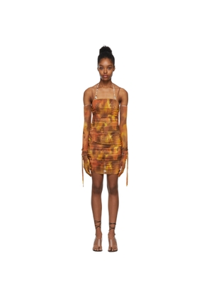 KIM SHUI SSENSE Exclusive Orange Gloved Ruched Mini Dress