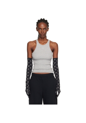 Marine Serre Gray Moon Logo Ribbed Jersey Tank Top