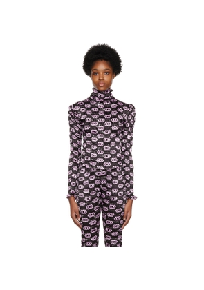 Amy Crookes Black Shirred Turtleneck