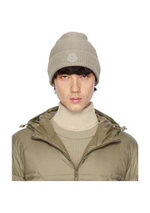 Moncler Beige Logo Patch Beanie