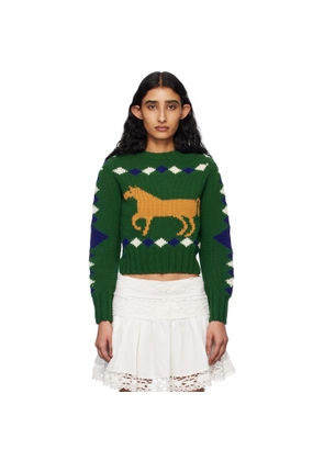 Bode Green Diamond Corral Sweater