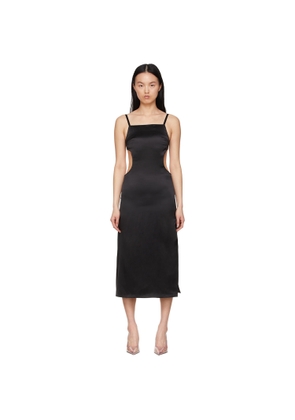 Rokh Black Silk Mid-Length Dress