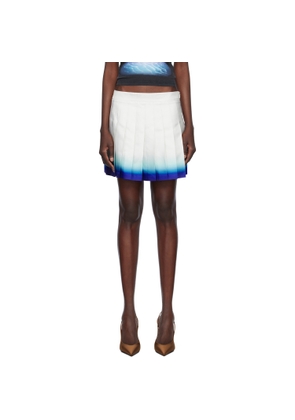 Casablanca White Casa Way Skate Pleated Silk Miniskirt