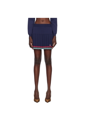 Casablanca Navy Baseball Pleated Miniskirt