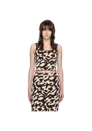 Nanushka Brown & Off-White Sabrina Tank Top