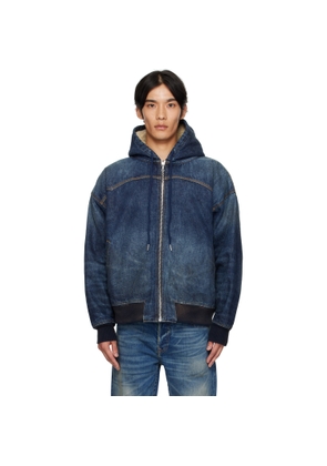 COÛT DE LA LIBERTÉ Navy Mike Japanese VTG Double Dip Sherpa Lined Denim Jacket