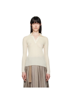 Moncler Off-White Long Sleeve Polo